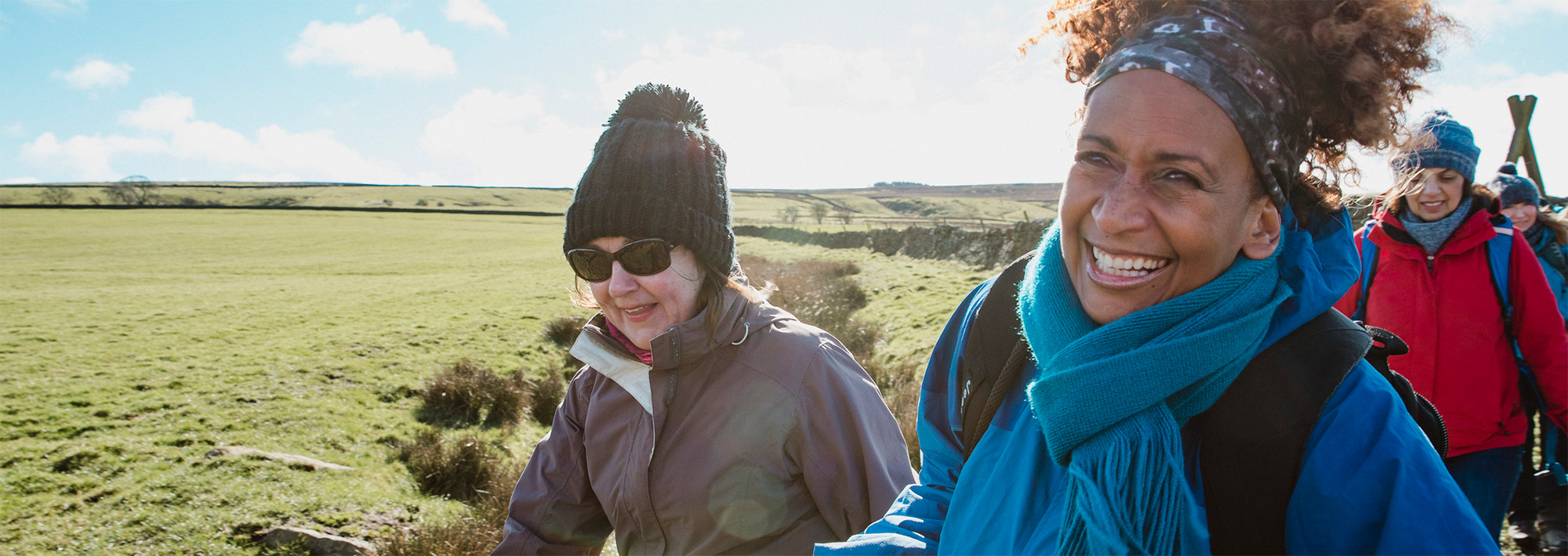 women on a hike